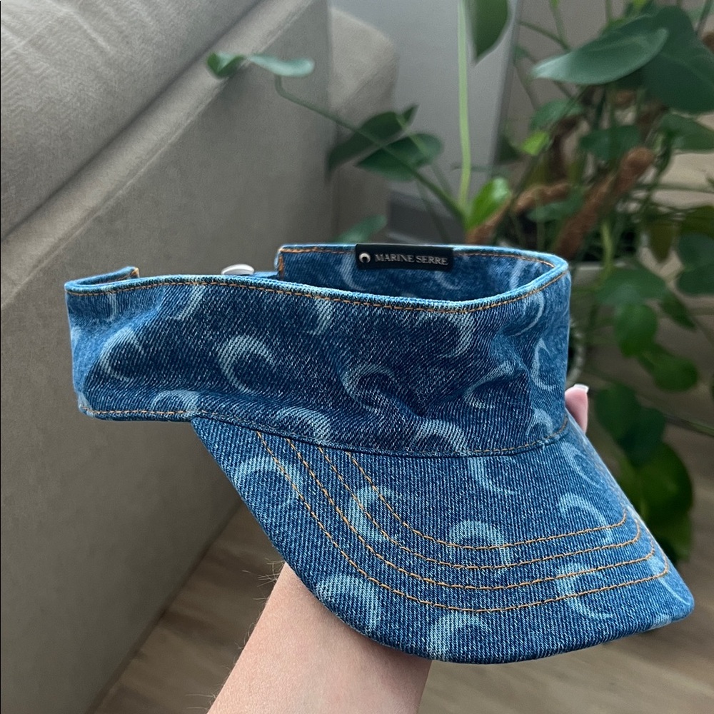 NEW AUTHENTIC Marine Serre Denim Blue Visor